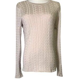 Tahari Cream Cable Knit Sweater. EUC. Size L.